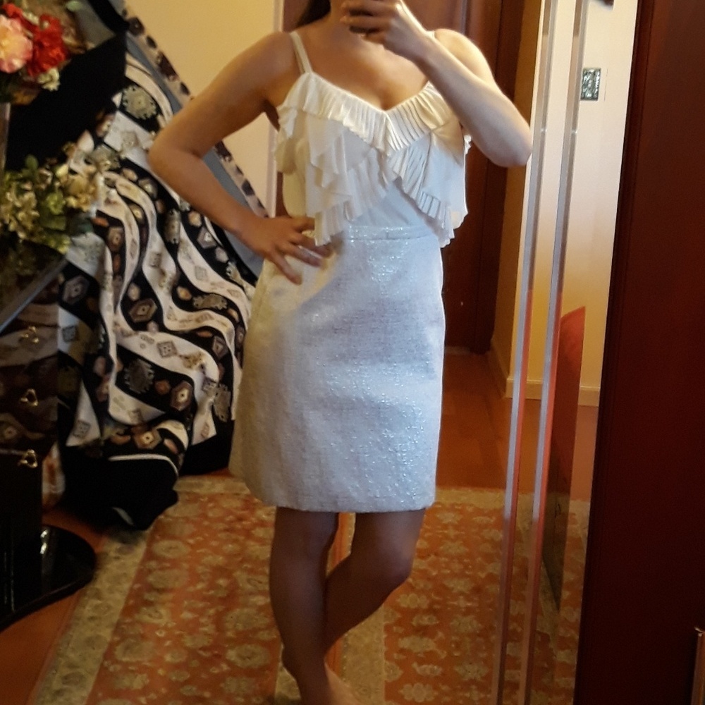 Anne Taylor LOFT White taffeta dress